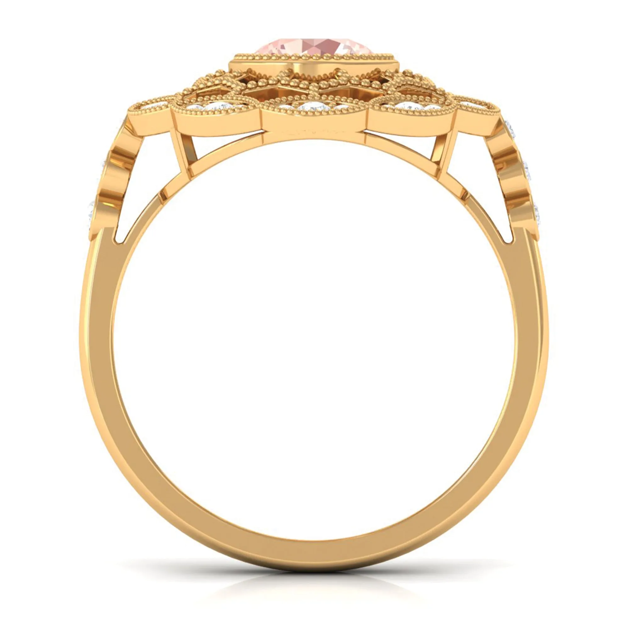 Morganite and Diamond Flower Statement Ring