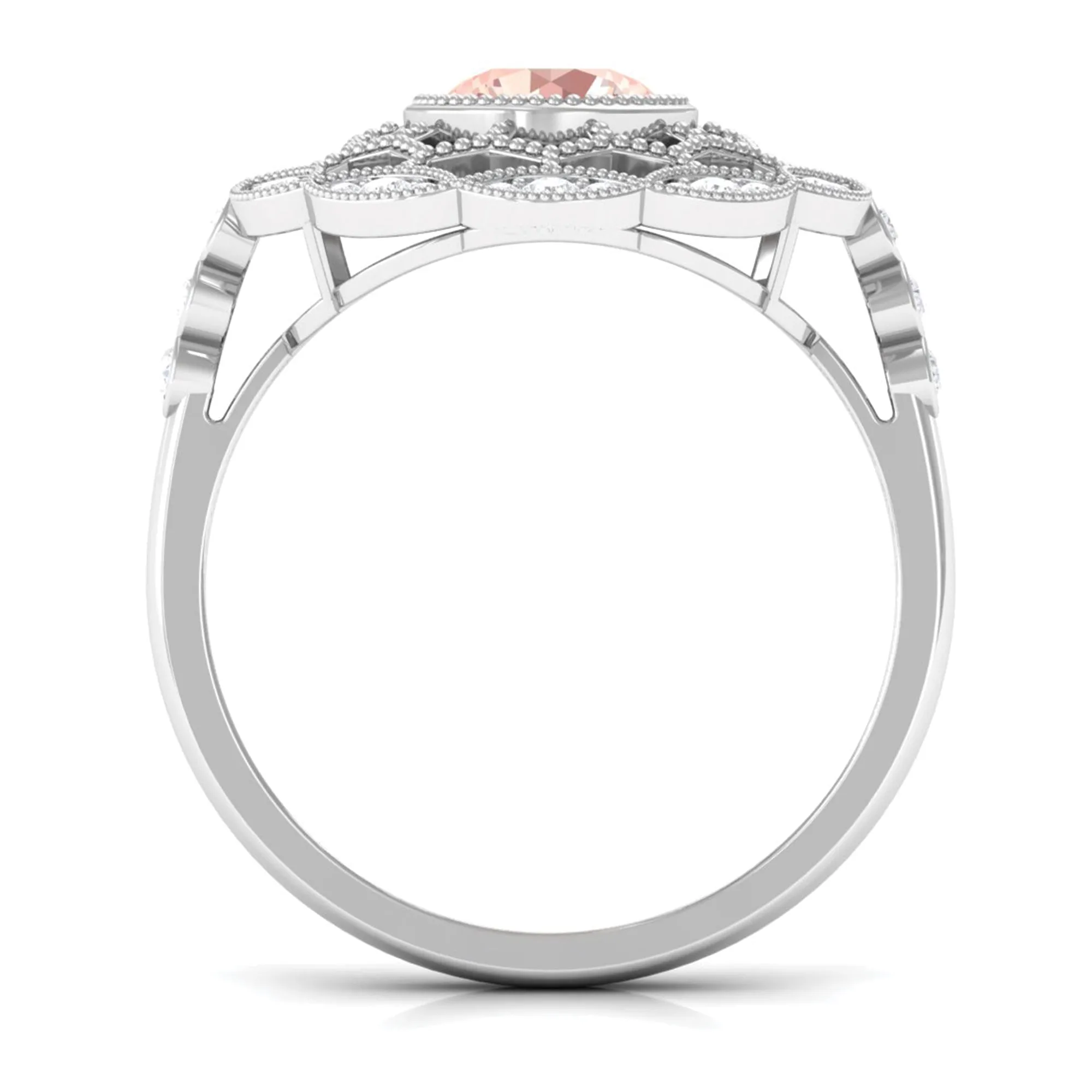 Morganite and Diamond Flower Statement Ring