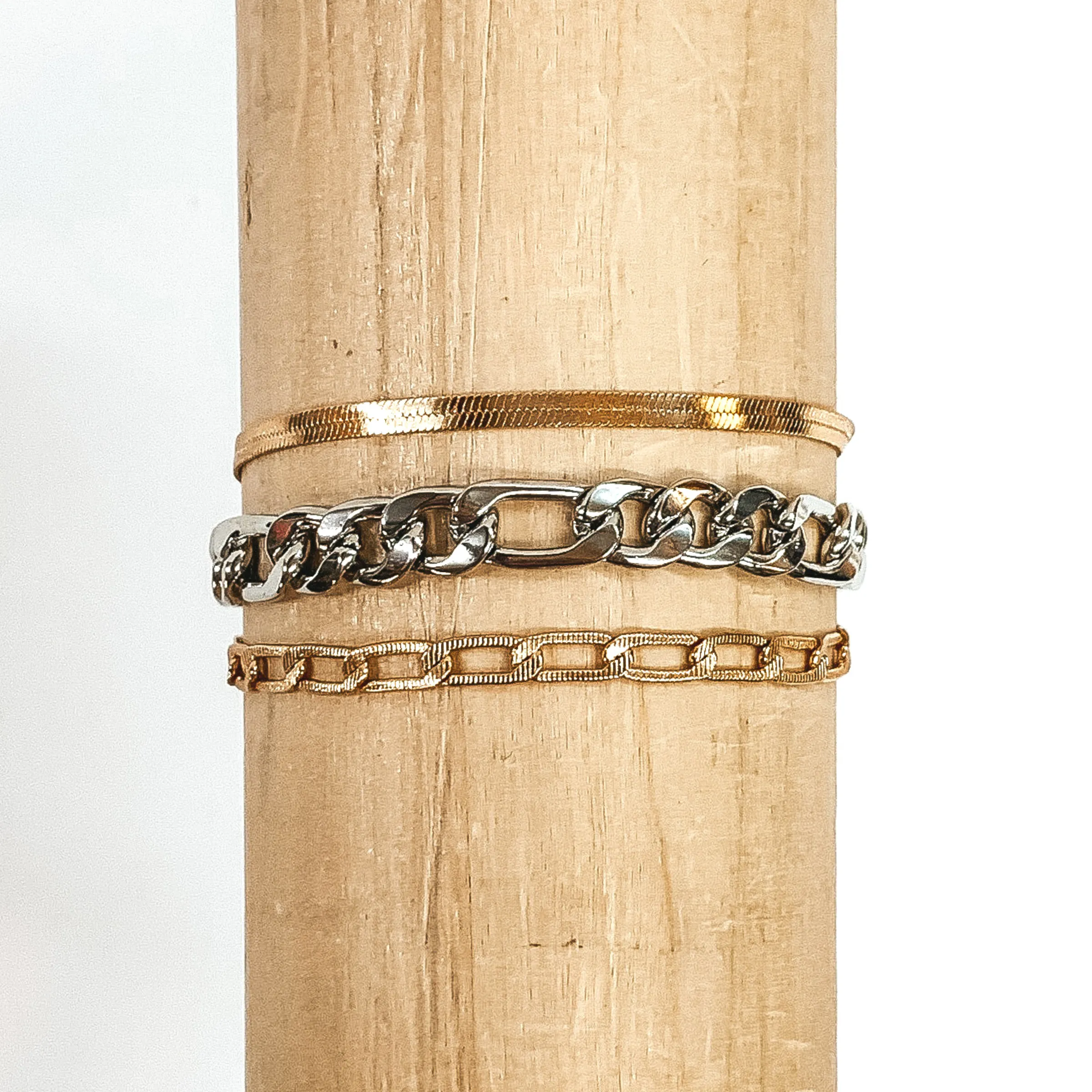 Multi Chain Magnetic Bracelet in Gold/Silver Tone