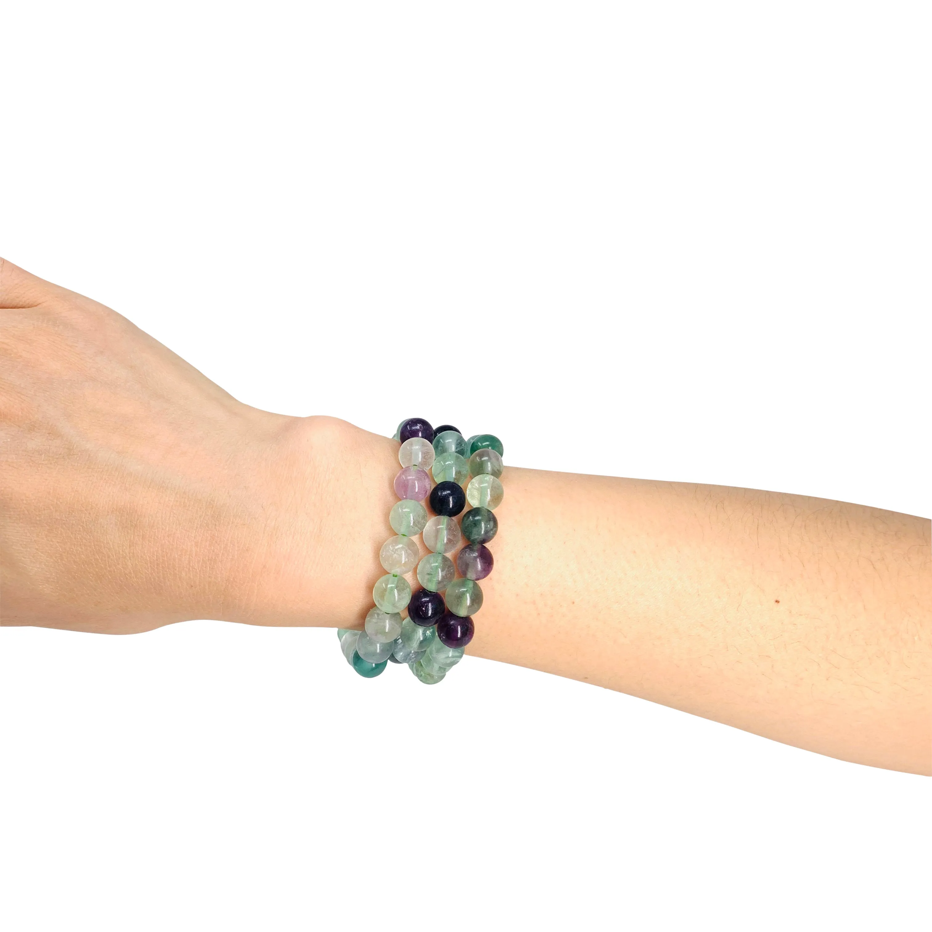 Multi-Colored Fluorite Beaded Crystal Bracelet