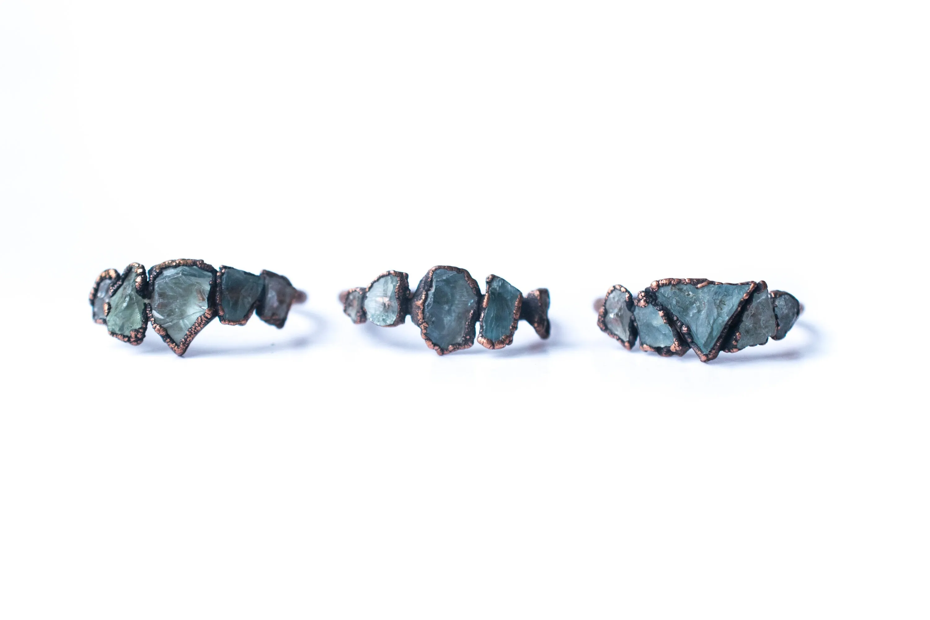 Multi Stone Ring | Rough aquamarine gemstone ring