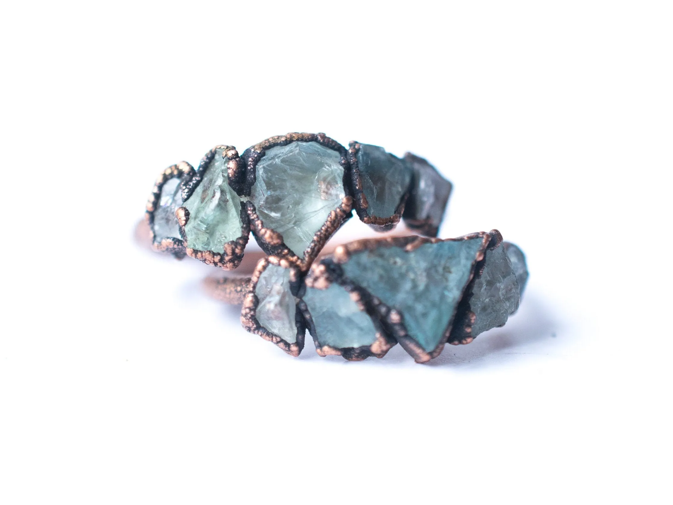 Multi Stone Ring | Rough aquamarine gemstone ring