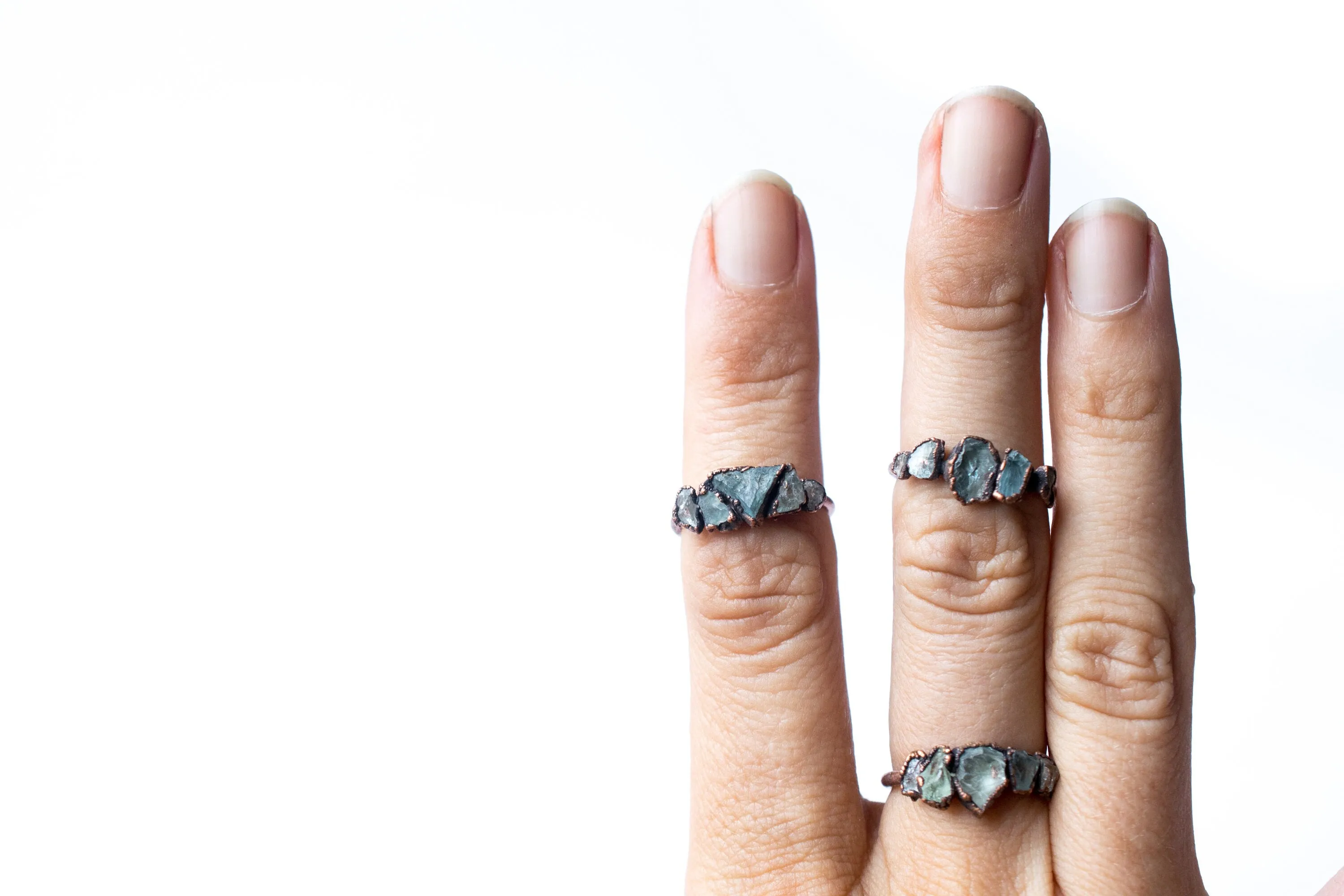 Multi Stone Ring | Rough aquamarine gemstone ring
