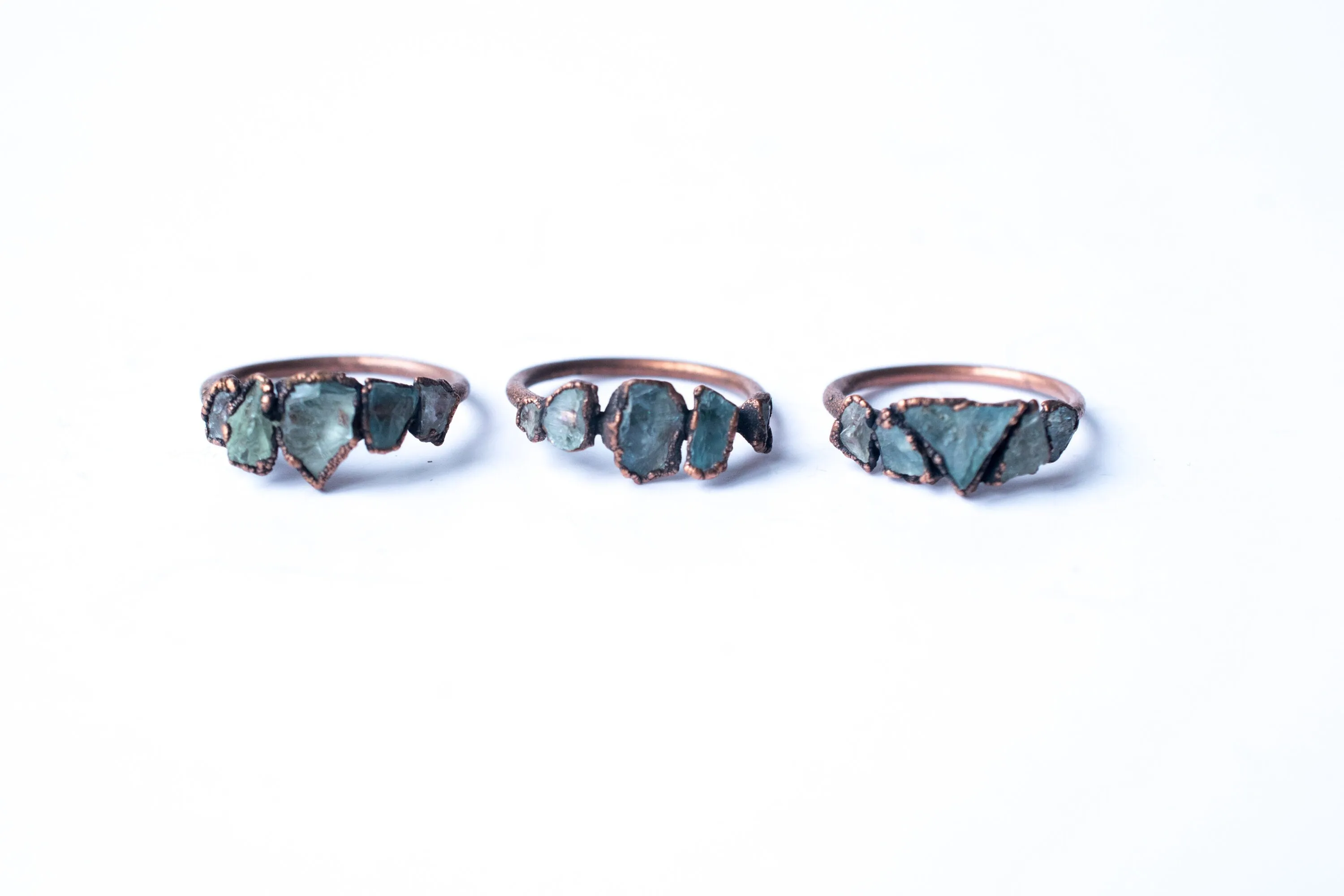 Multi Stone Ring | Rough aquamarine gemstone ring