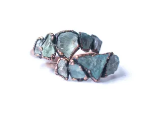 Multi Stone Ring | Rough aquamarine gemstone ring