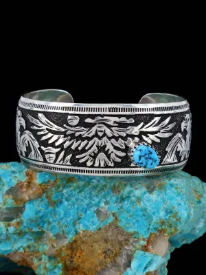 Native American Jewelry Kingman Turquoise Overlay Bracelet