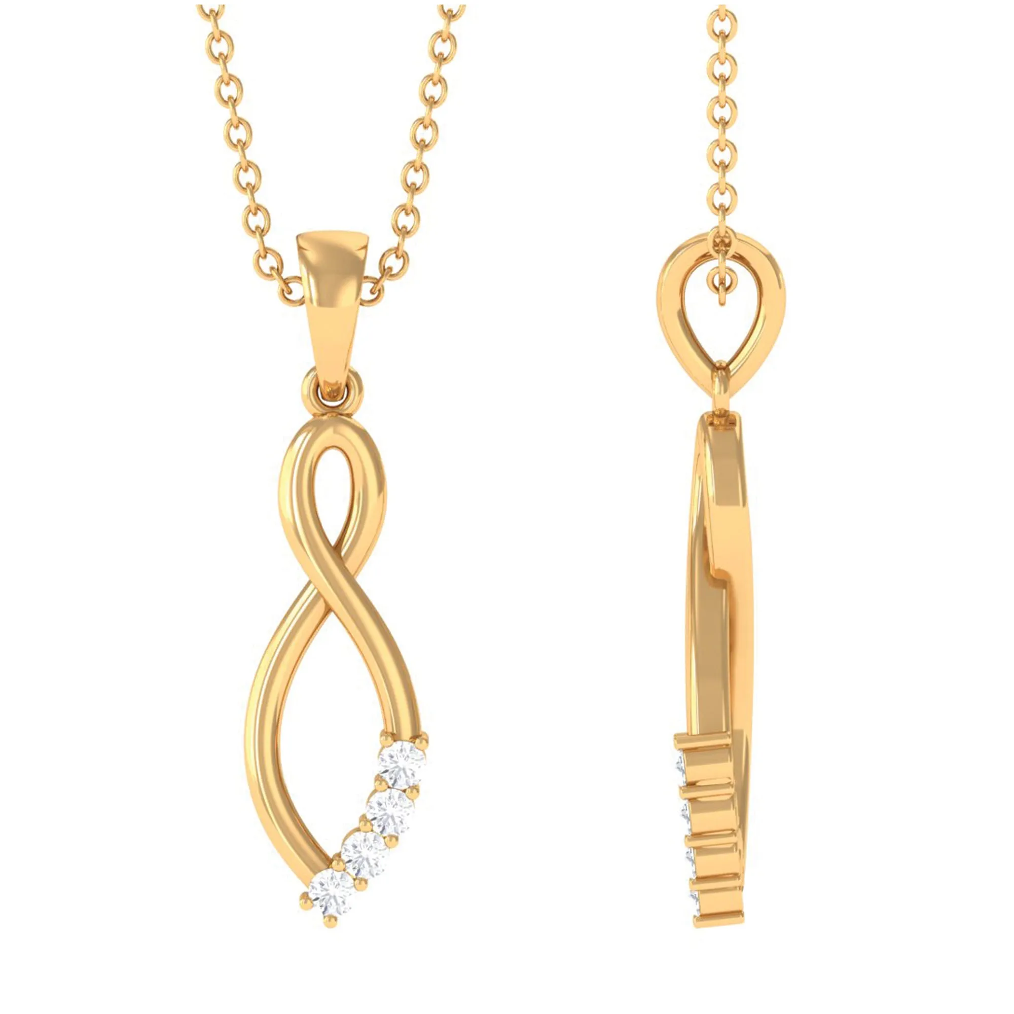 Natural Diamond Gold Infinity Pendant Necklace