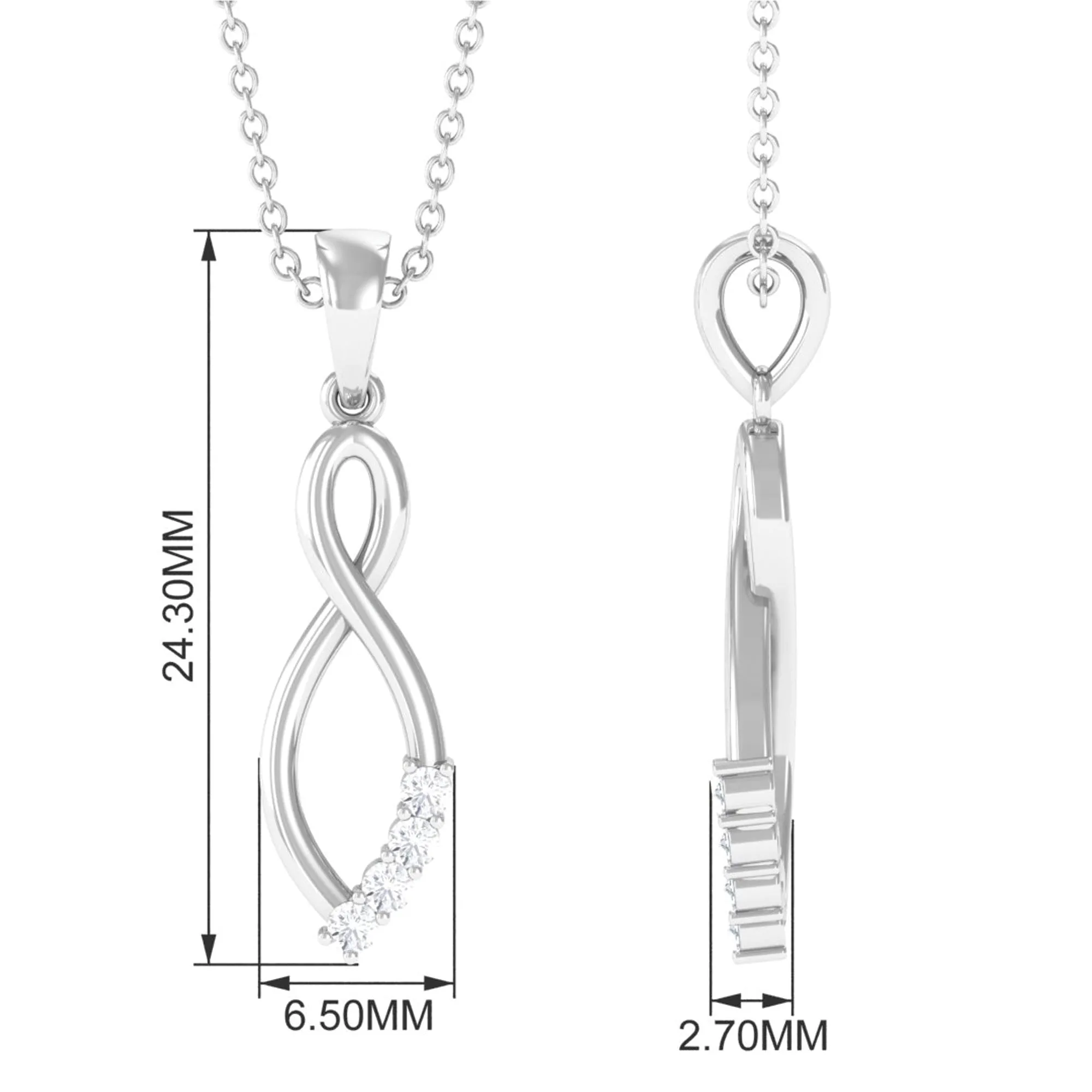 Natural Diamond Gold Infinity Pendant Necklace