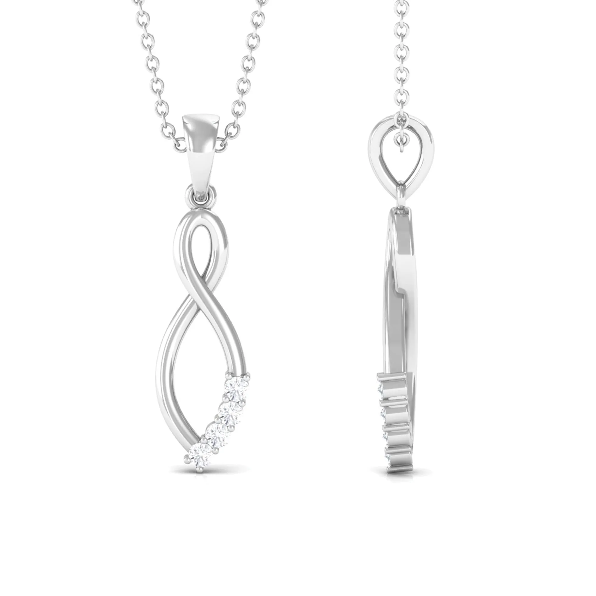 Natural Diamond Gold Infinity Pendant Necklace
