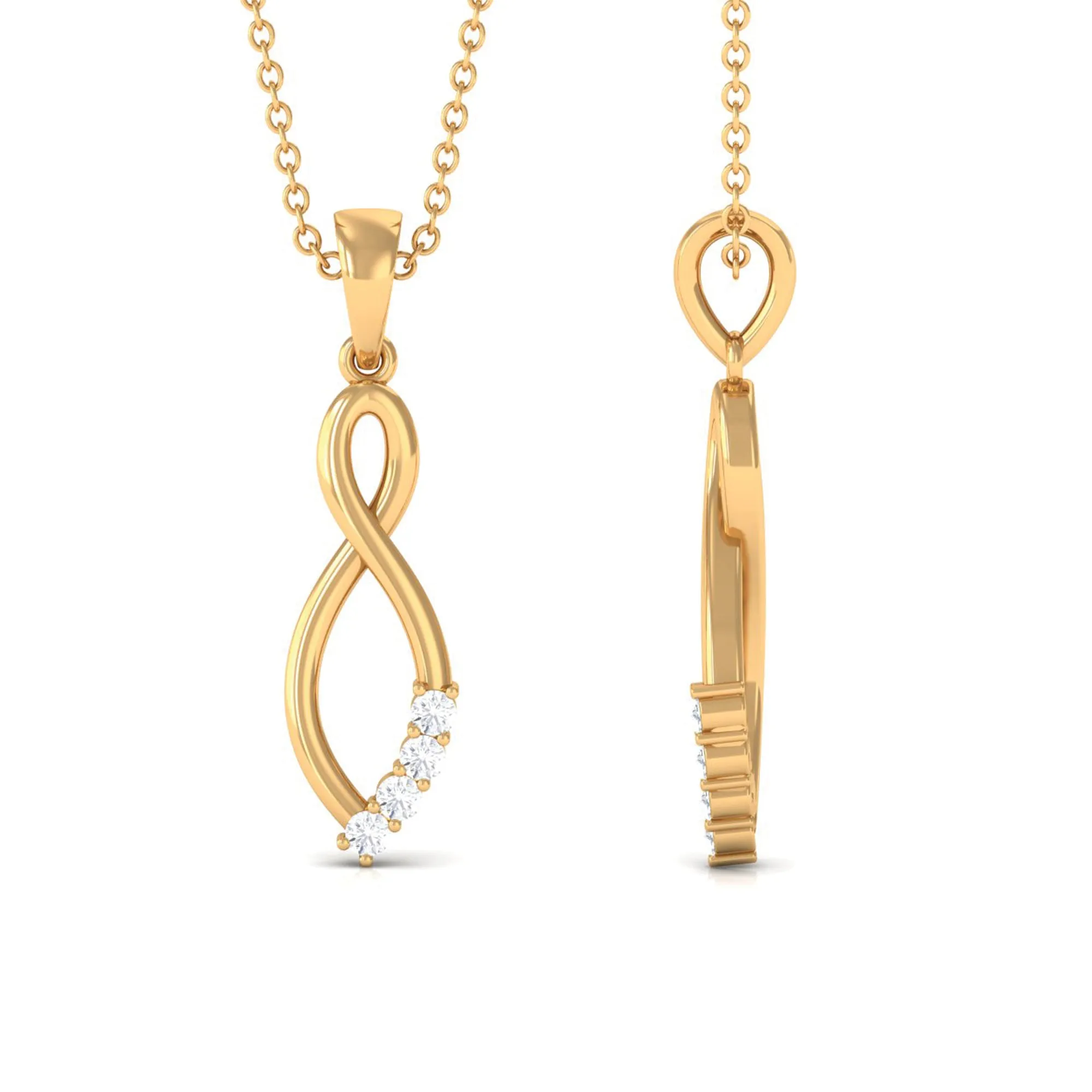Natural Diamond Gold Infinity Pendant Necklace