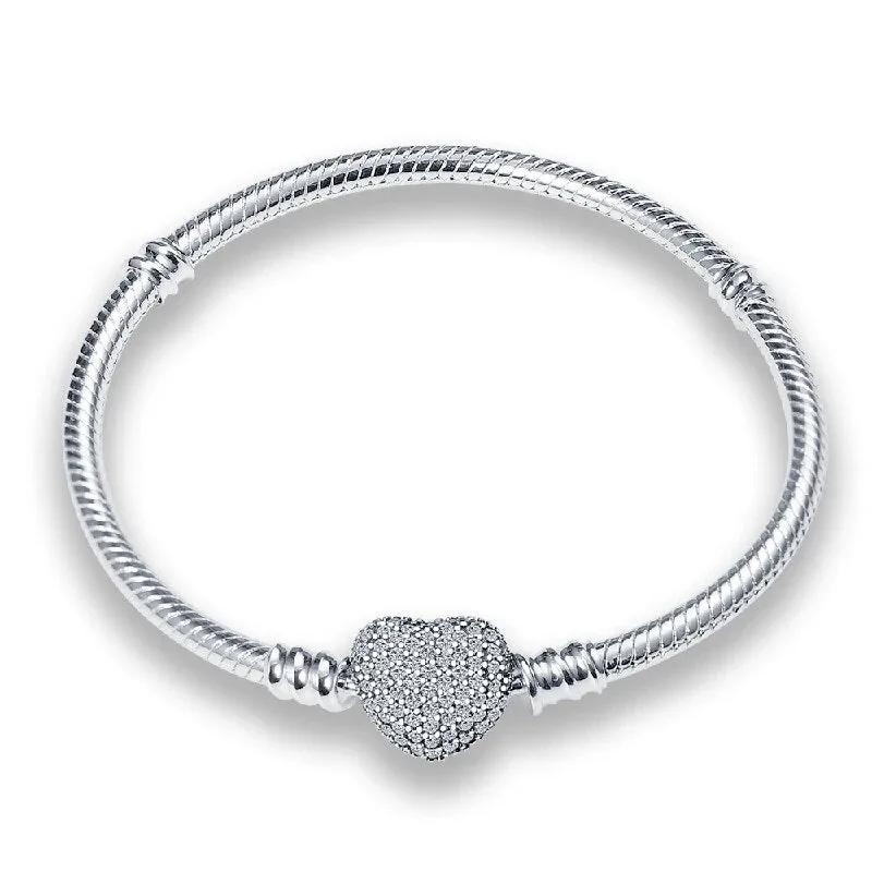 New Rochelle Sterling Silver Heart Charm Bracelet