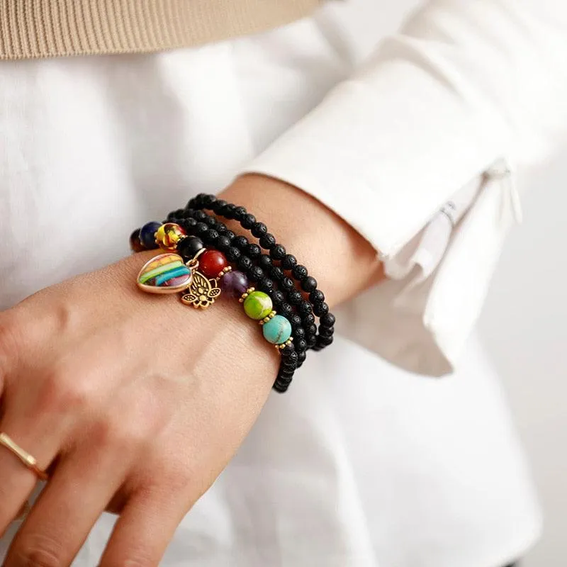 'Nyiwarri' Lava Chakra Heart Stretchy Bracelet
