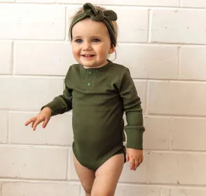 Olive Ribbed Topknot
