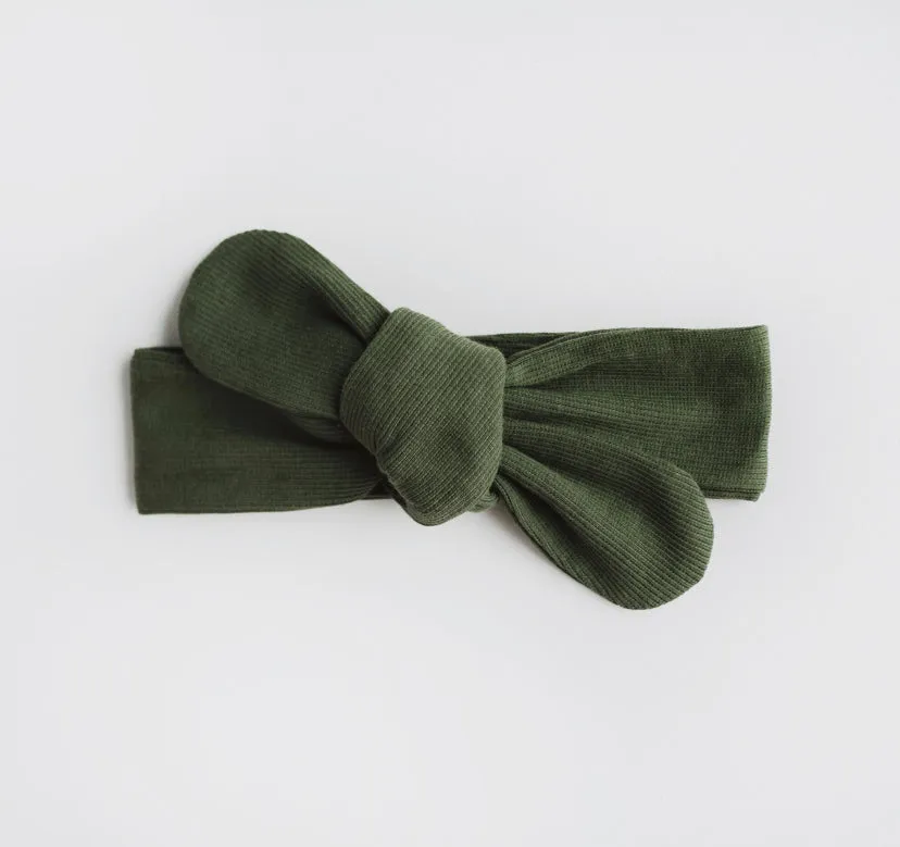 Olive Ribbed Topknot