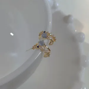 Opal Stud Light Luxury Zircon Pearl Sweet Fashion Blue Earring