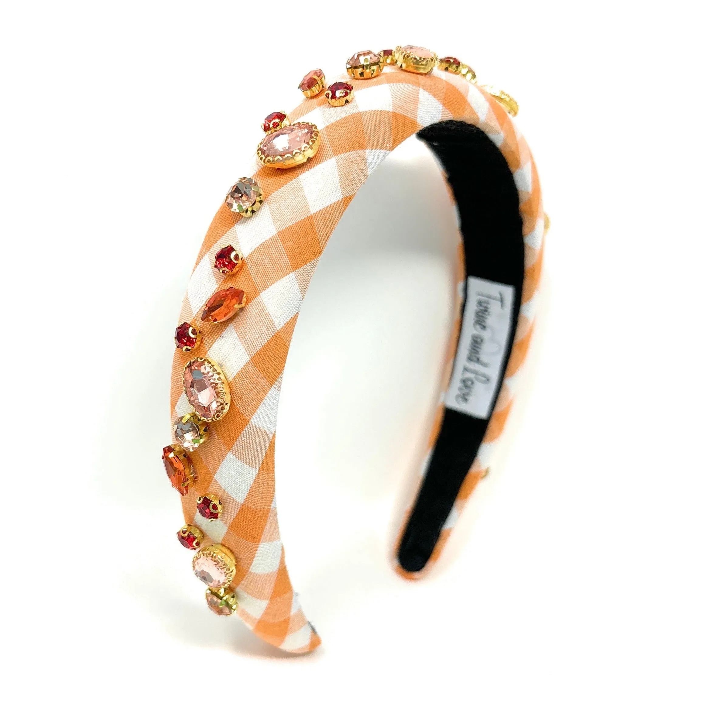 Orange Gingham Padded Headband
