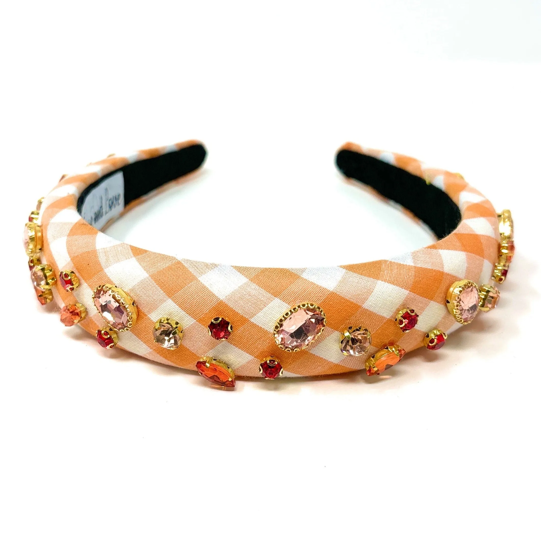 Orange Gingham Padded Headband