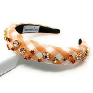 Orange Gingham Padded Headband