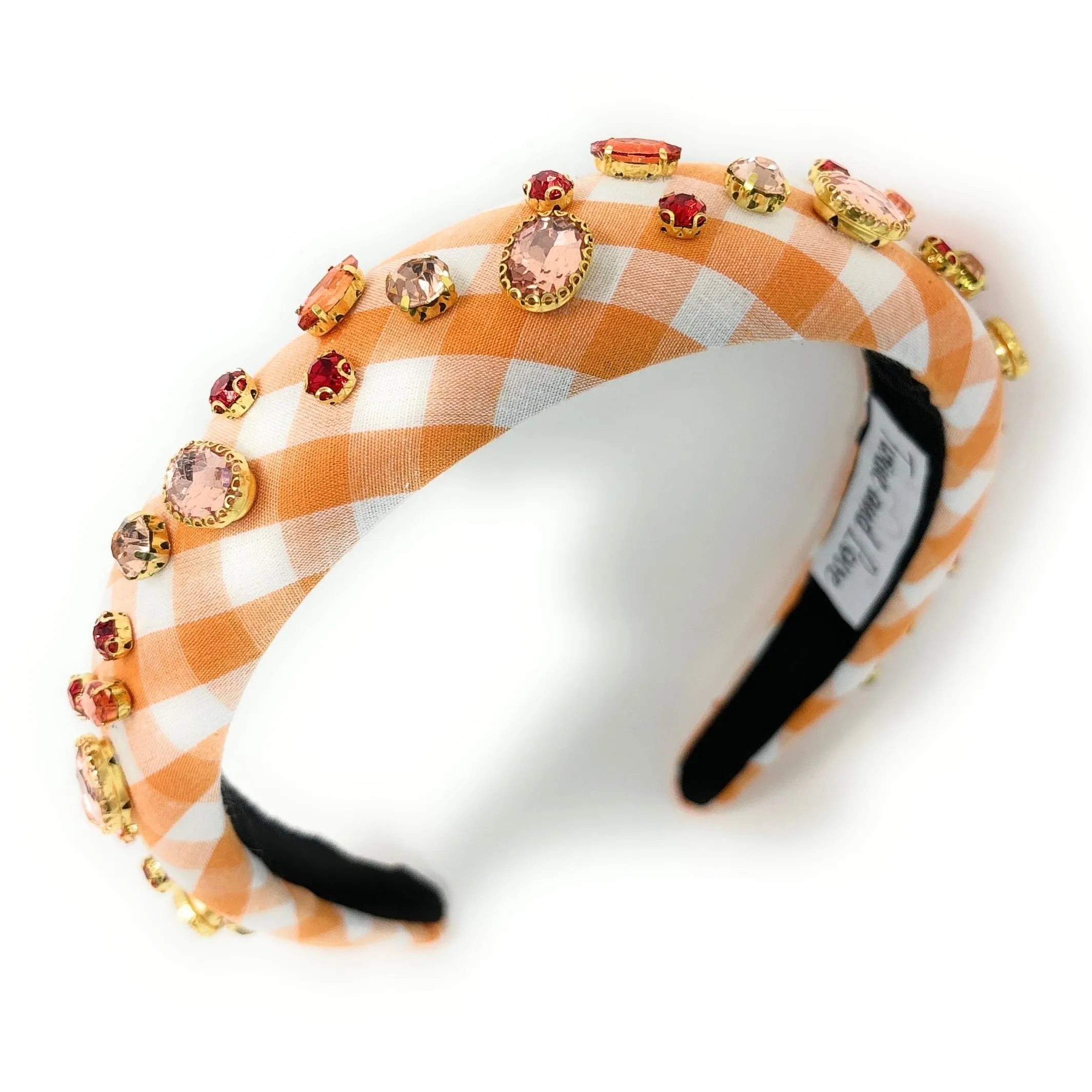 Orange Gingham Padded Headband