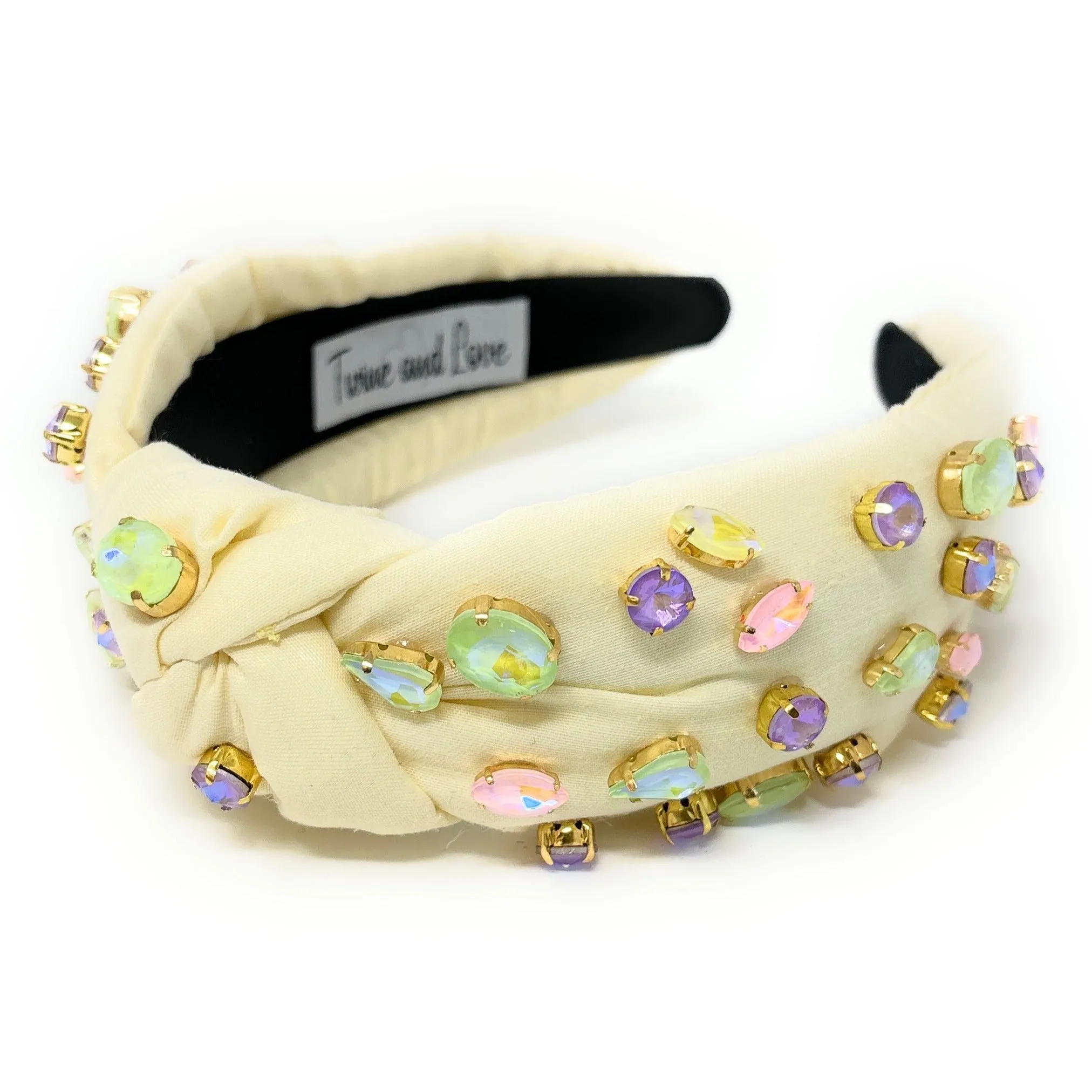 Pastel Yellow Jeweled Knot Headband