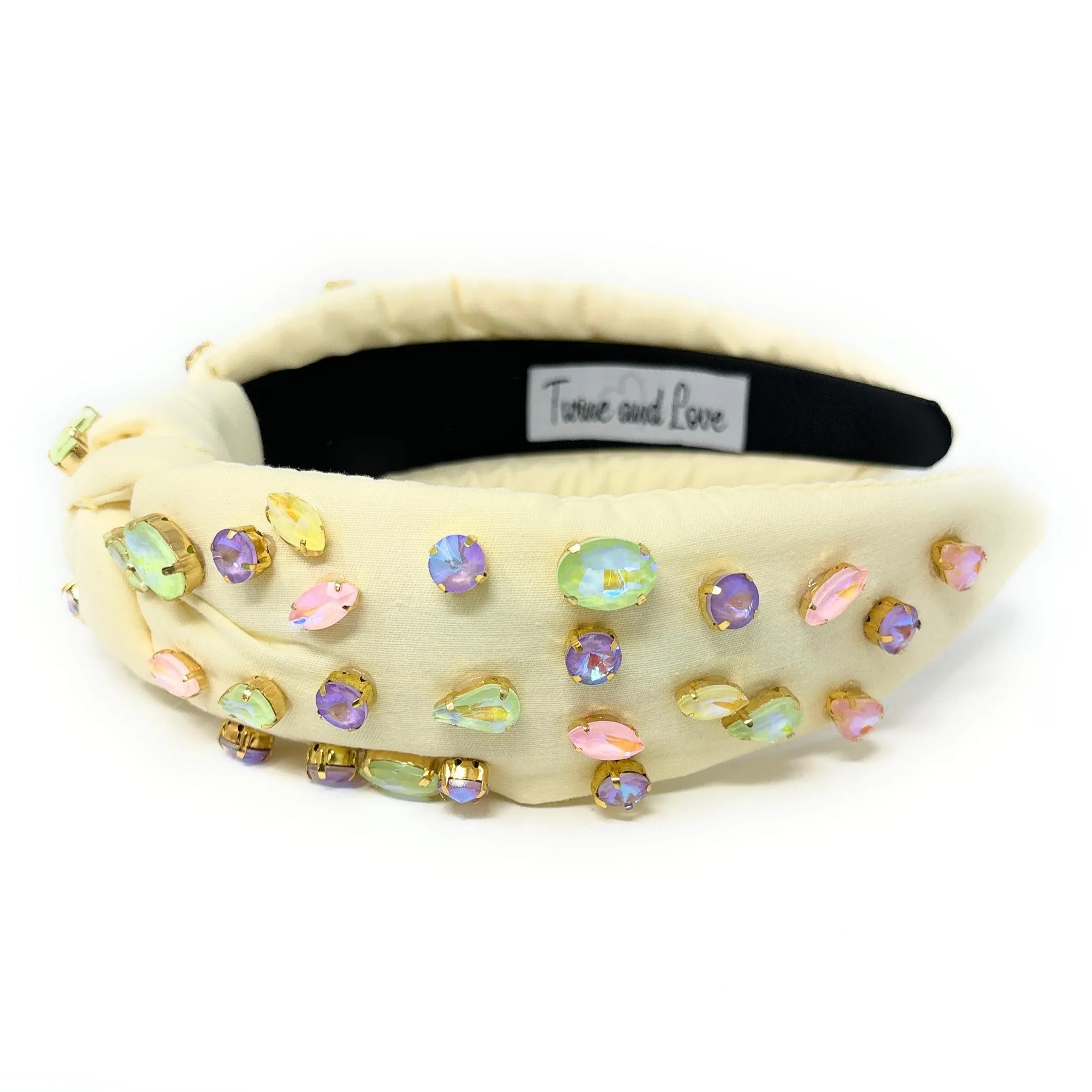 Pastel Yellow Jeweled Knot Headband