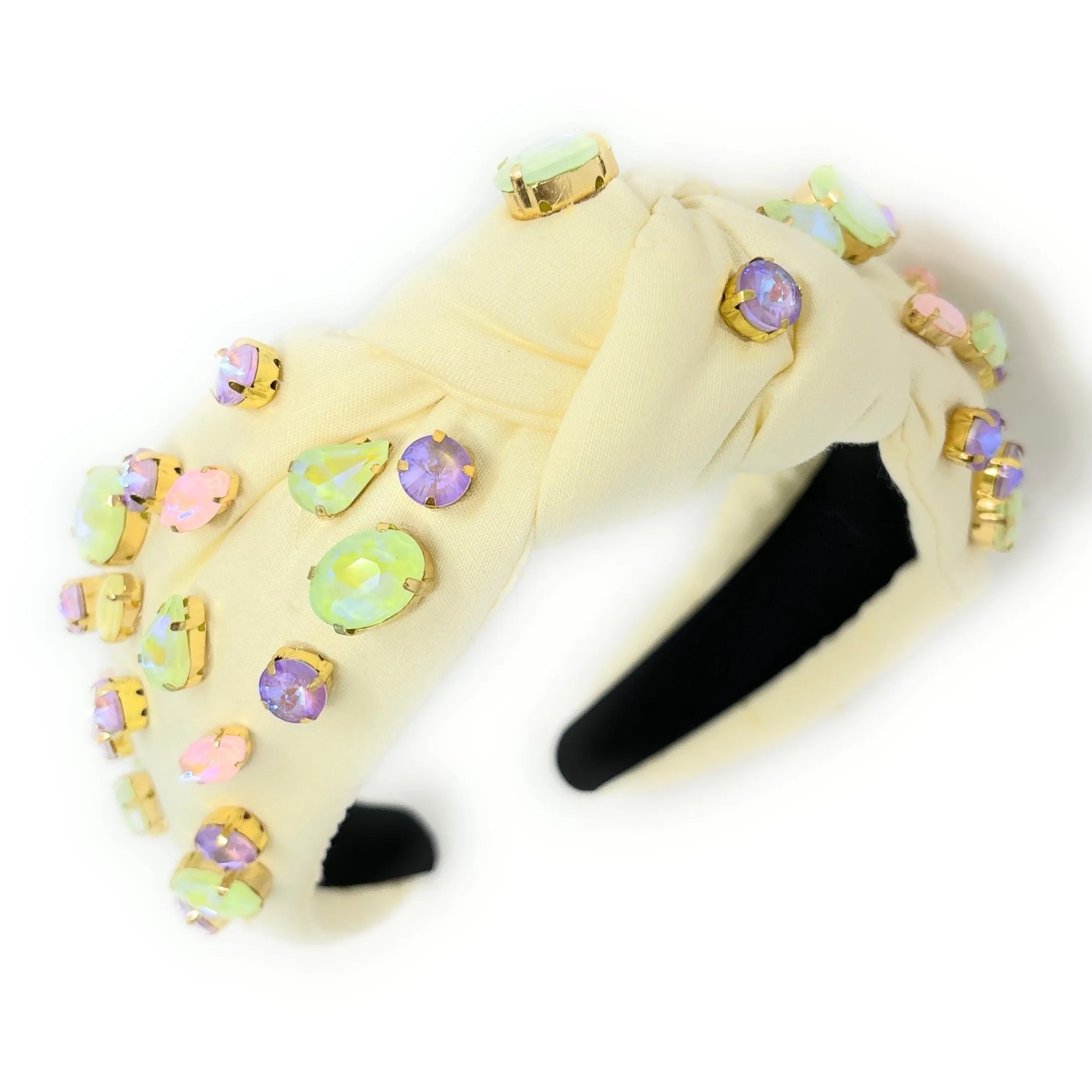 Pastel Yellow Jeweled Knot Headband