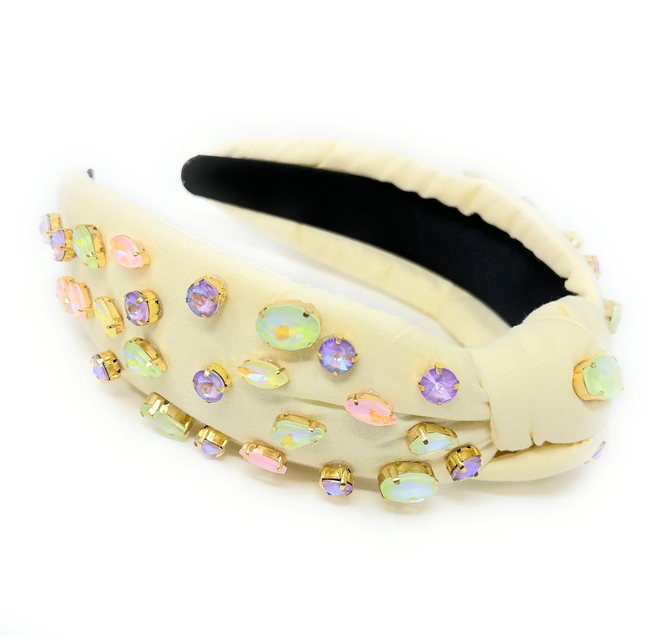 Pastel Yellow Jeweled Knot Headband