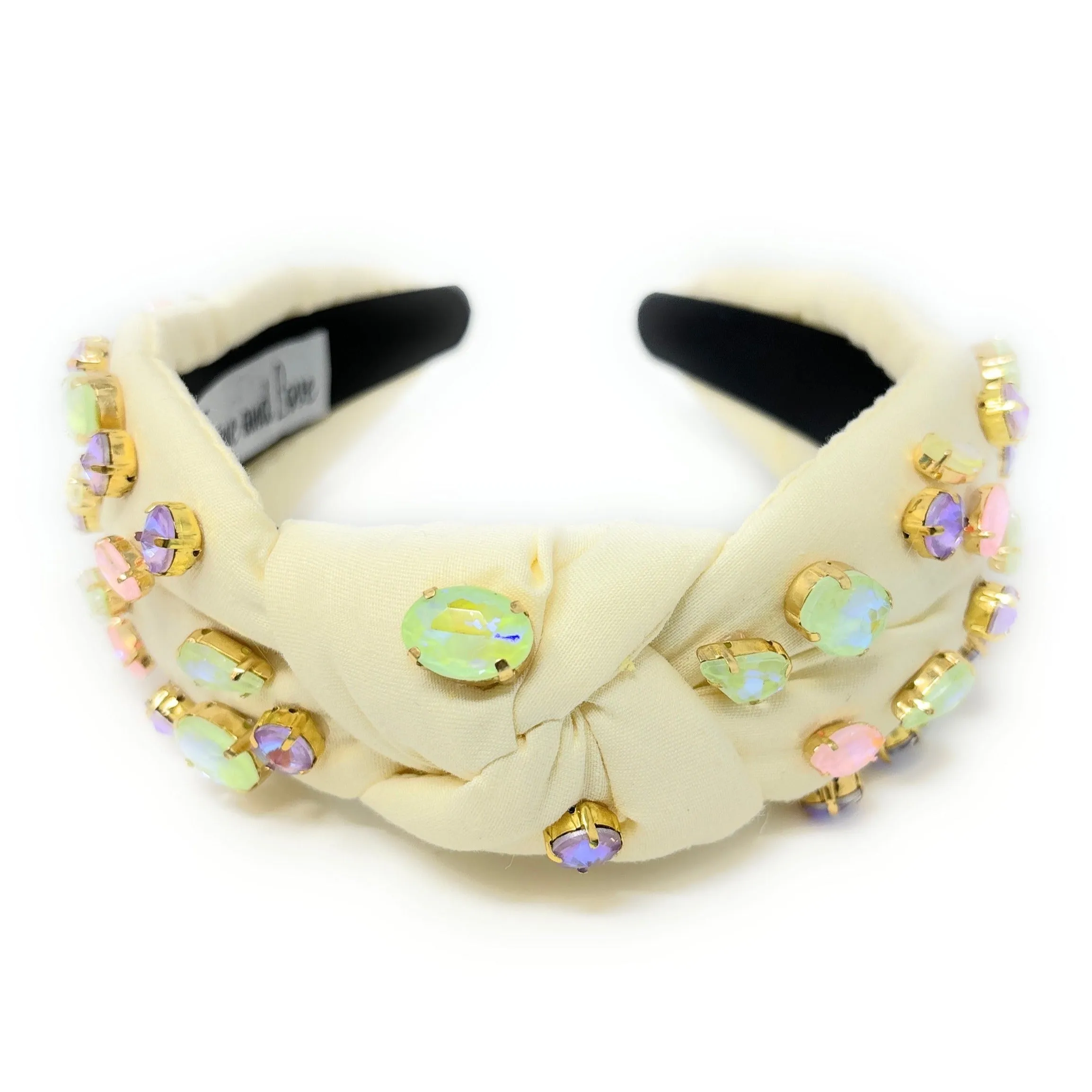 Pastel Yellow Jeweled Knot Headband