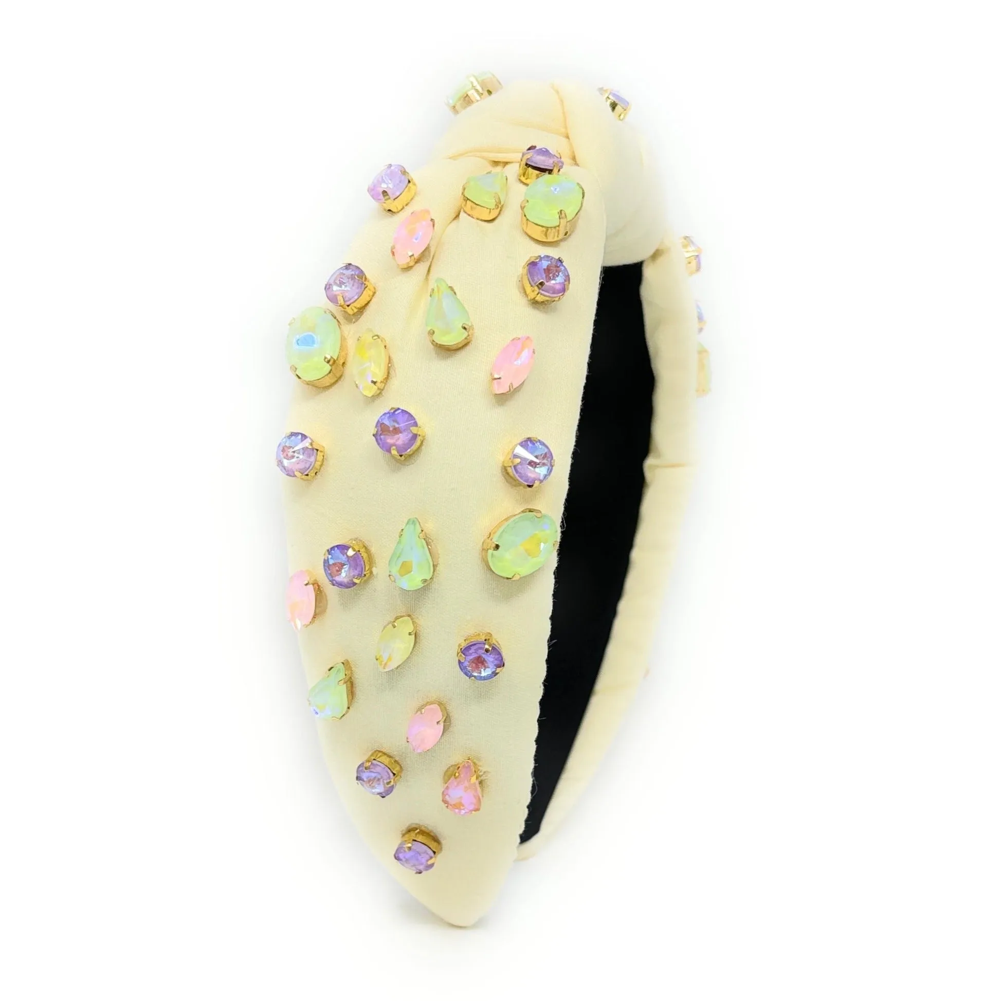 Pastel Yellow Jeweled Knot Headband