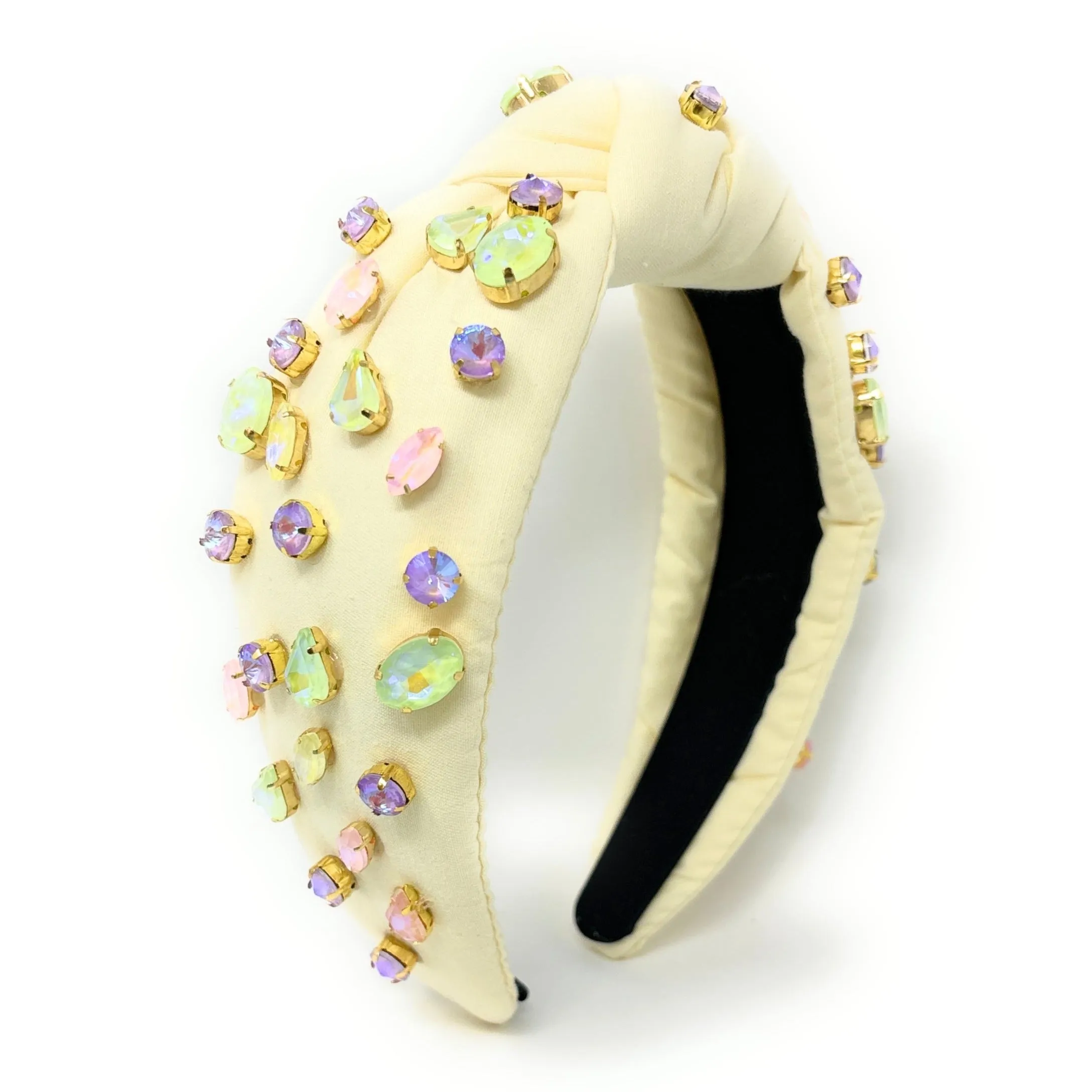 Pastel Yellow Jeweled Knot Headband
