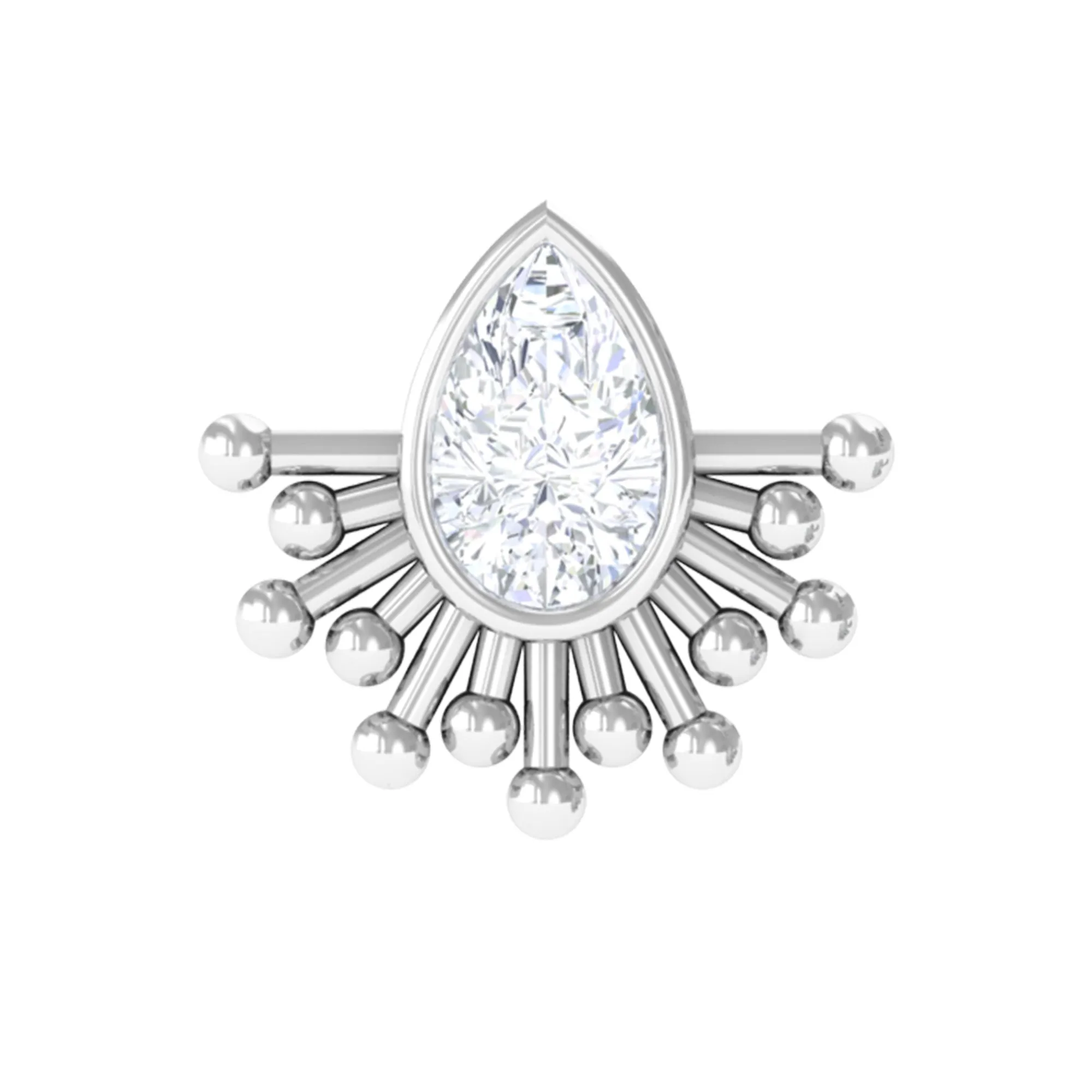 Pear Shape Moissanite Solitaire Gothic Cartilage Earring