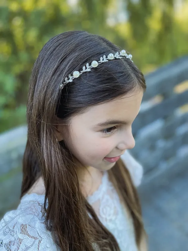 Pearl and Leaf Girls Headband