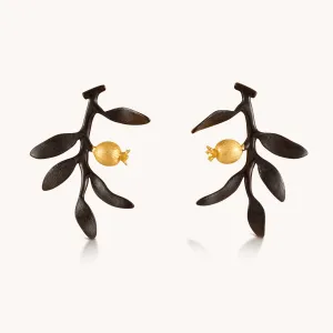 Pomegranate Black Stud Earrings