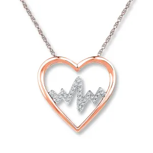 Pre-Owned Kay  1/10 ct Diamond Heartbeat Necklace in 10K Rose Gold