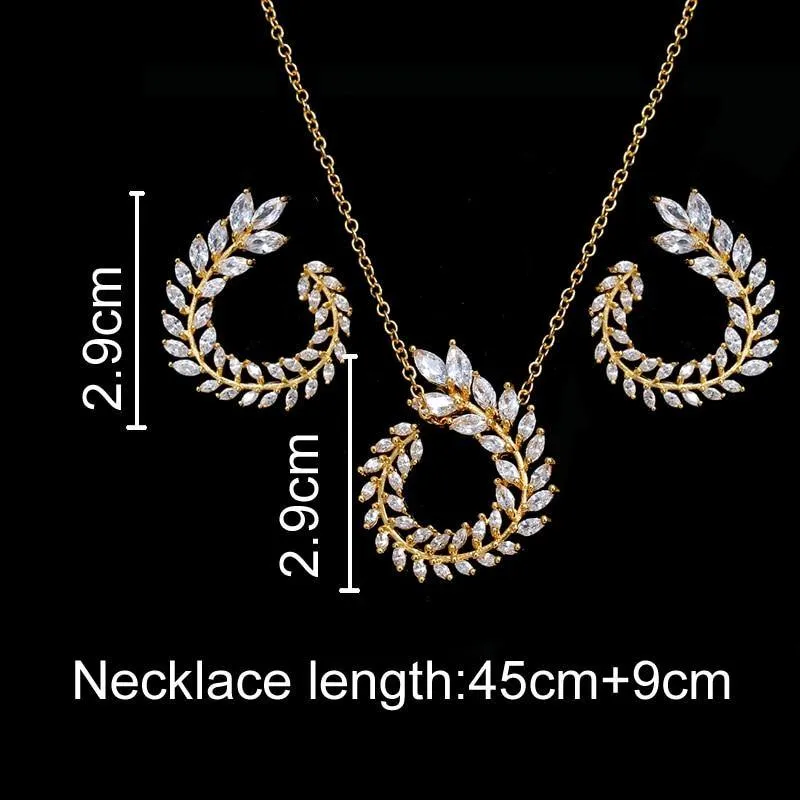 Pretty Pendant Necklace And Earrings Jewelry Sparkling AAA  Quality CZ Stone Jewelry Set