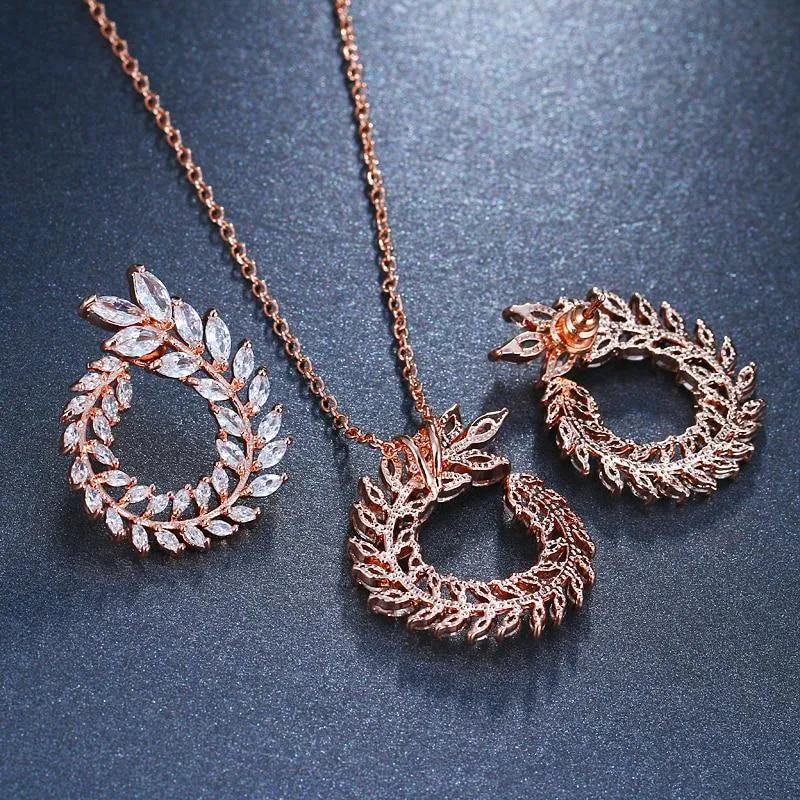 Pretty Pendant Necklace And Earrings Jewelry Sparkling AAA  Quality CZ Stone Jewelry Set