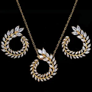 Pretty Pendant Necklace And Earrings Jewelry Sparkling AAA  Quality CZ Stone Jewelry Set