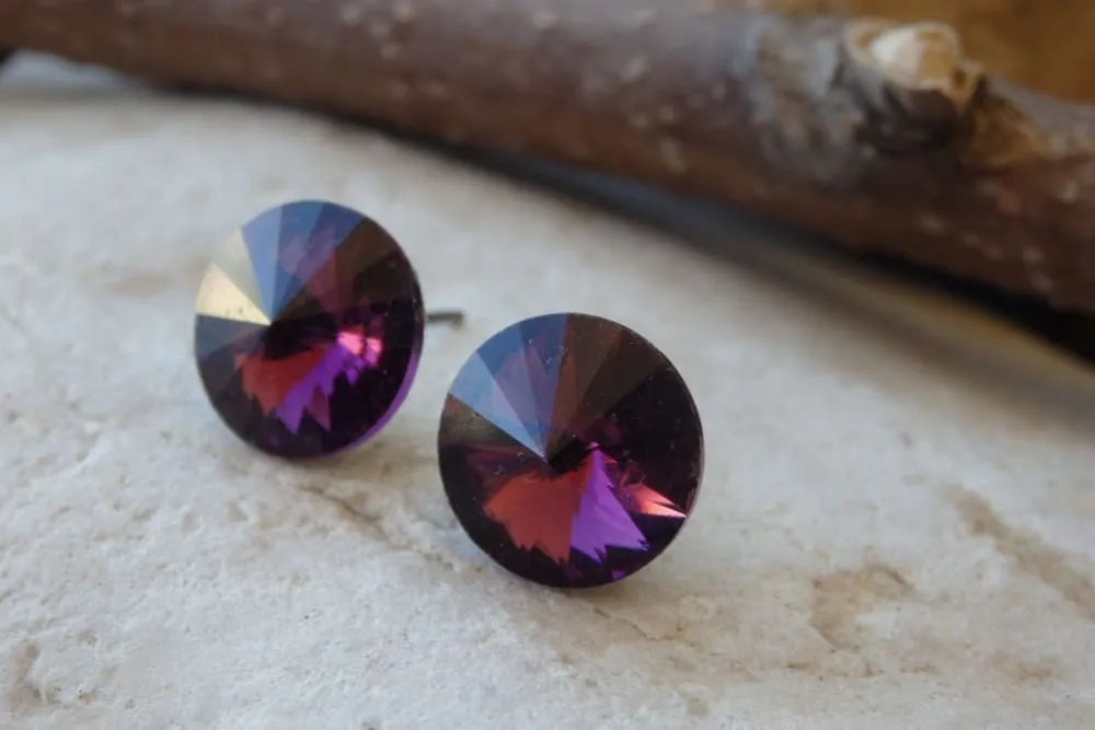 Purple Studs Amethyst Earrings