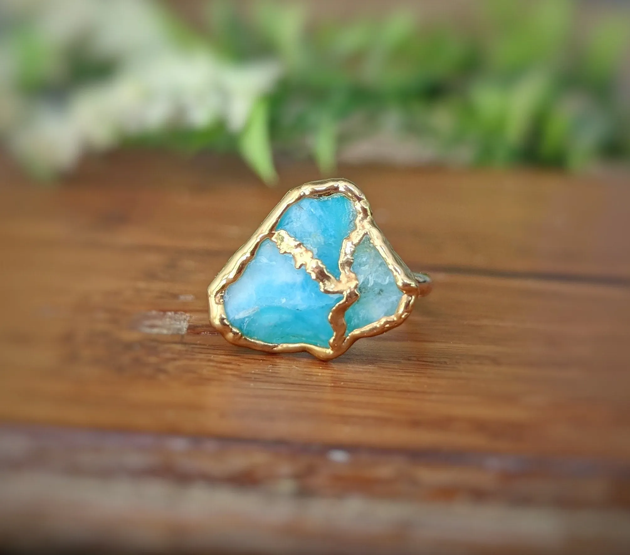 Raw Peruvian Opal Kintsugi ring