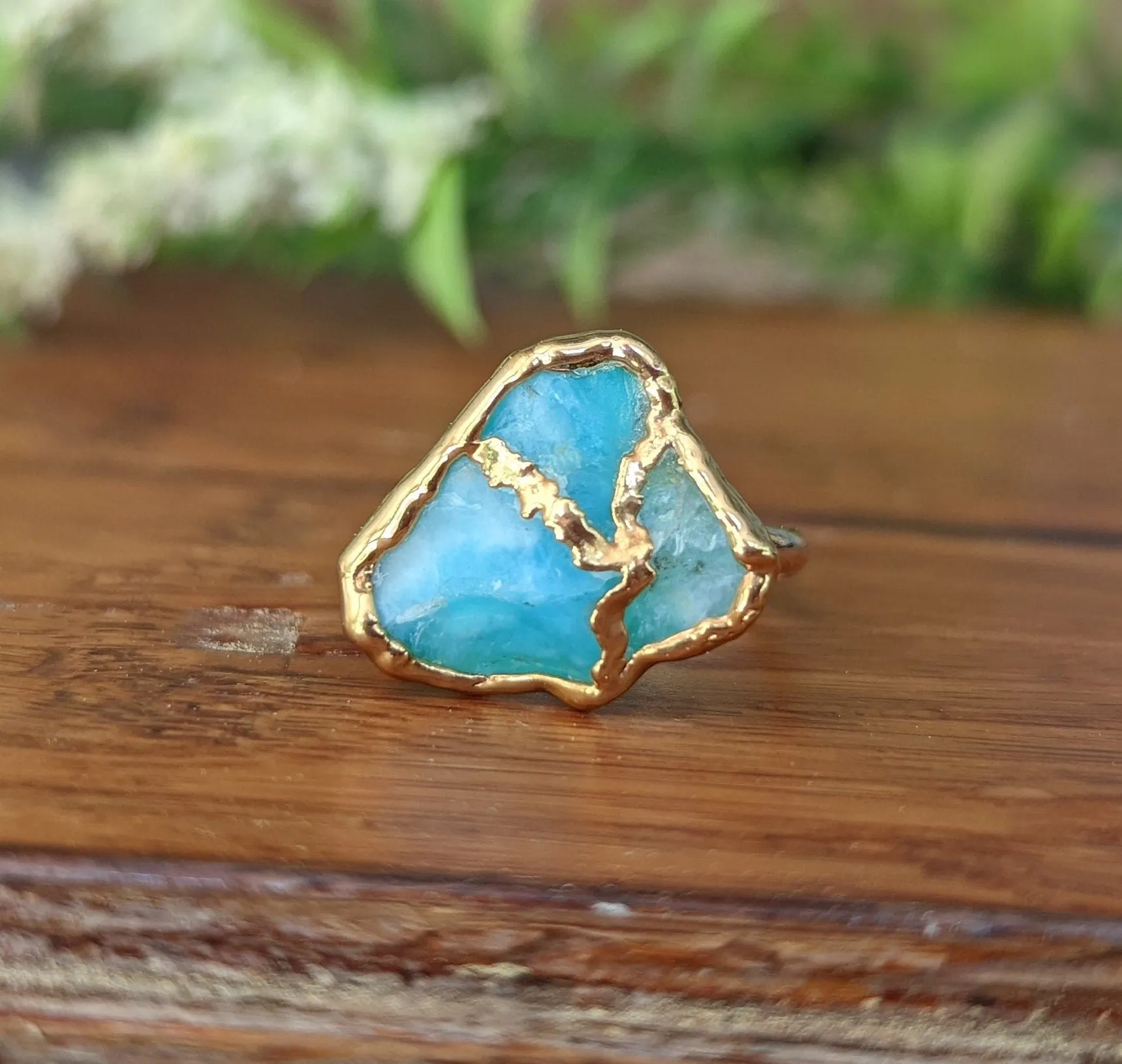 Raw Peruvian Opal Kintsugi ring