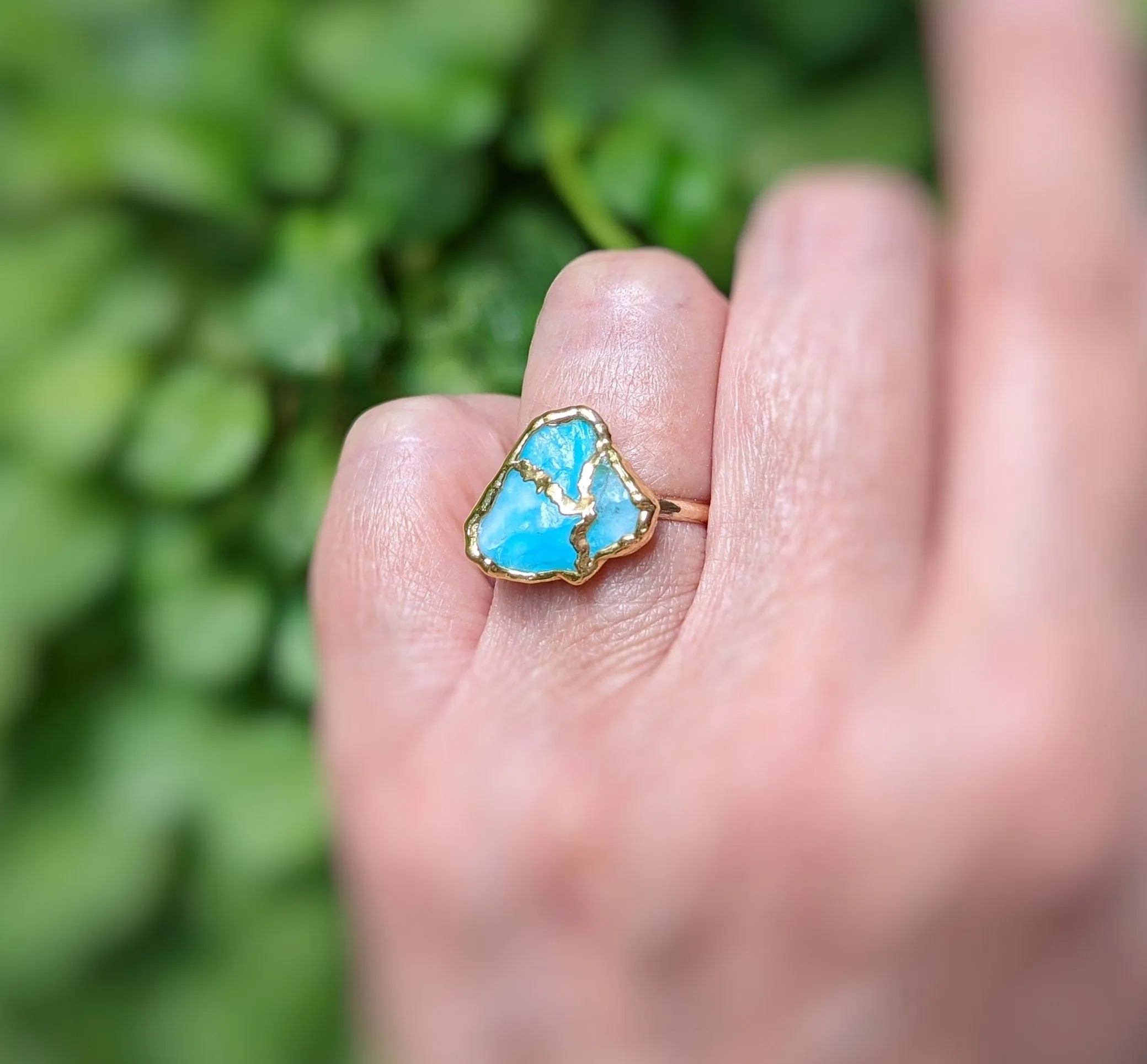Raw Peruvian Opal Kintsugi ring