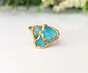 Raw Peruvian Opal Kintsugi ring