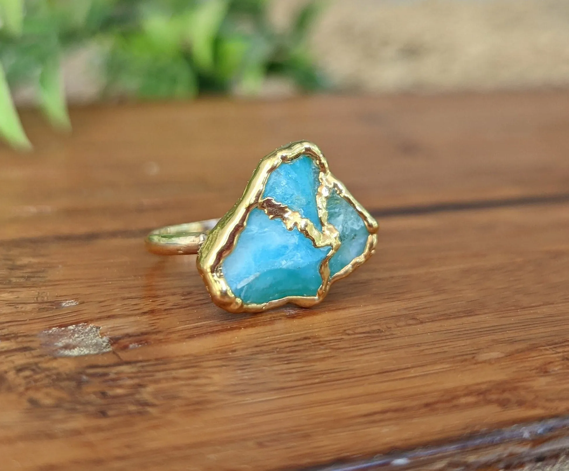 Raw Peruvian Opal Kintsugi ring