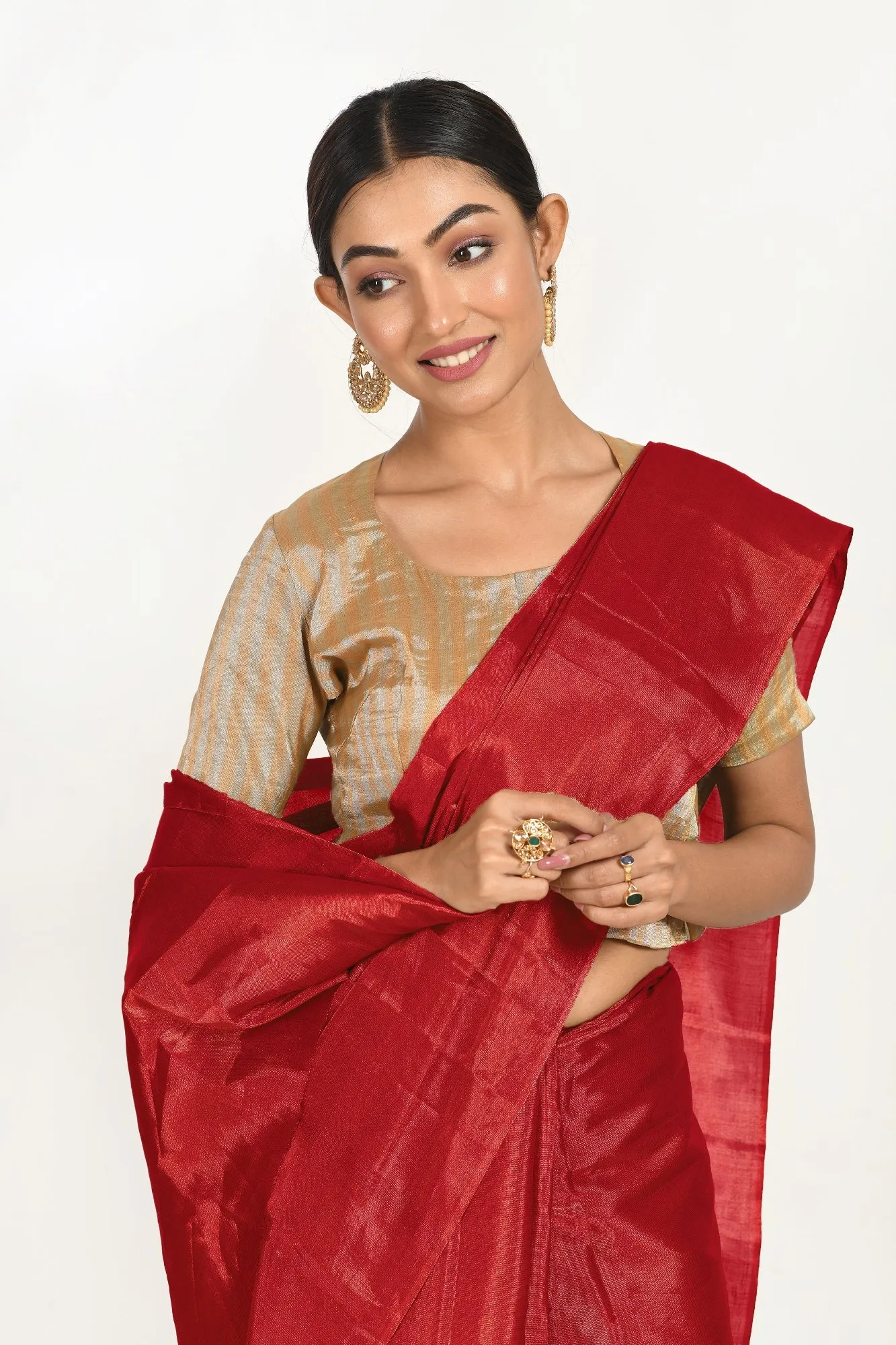Red Tissue Silk Saree