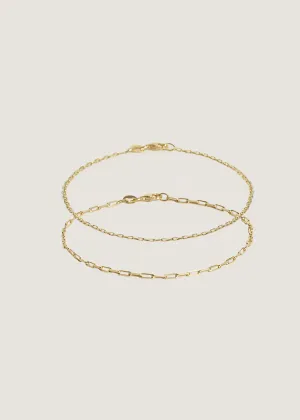 Rolo & Micro Link Chain Bracelet Stack