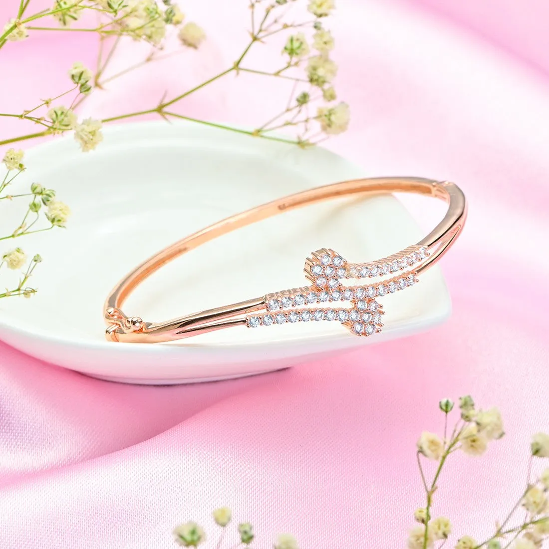 Rose Gold Elegance Cubic Zirconia 925 Sterling Silver Bracelet