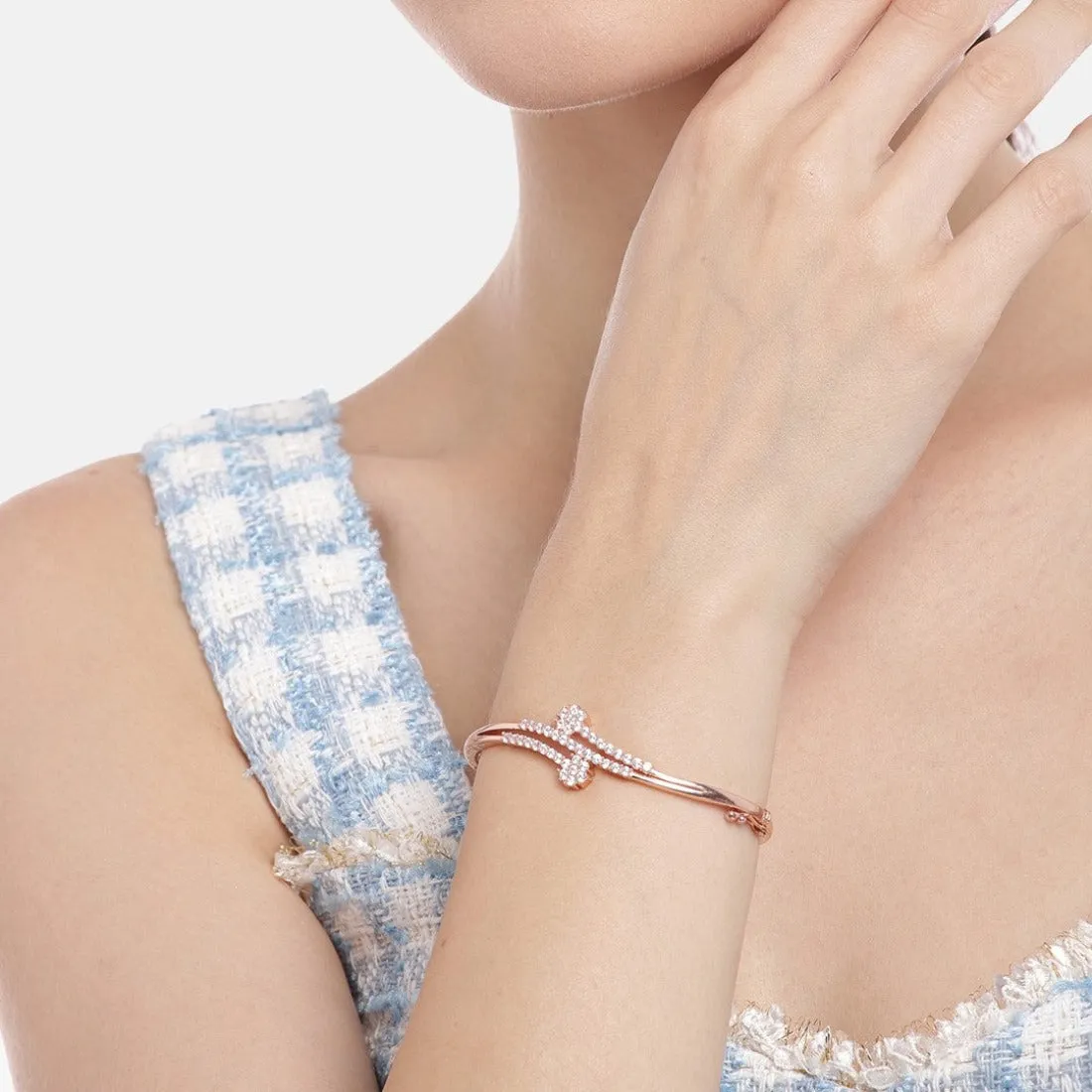 Rose Gold Elegance Cubic Zirconia 925 Sterling Silver Bracelet