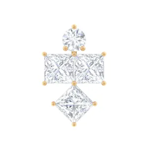 Round and Princess Cut Moissanite Cluster Helix Earring
