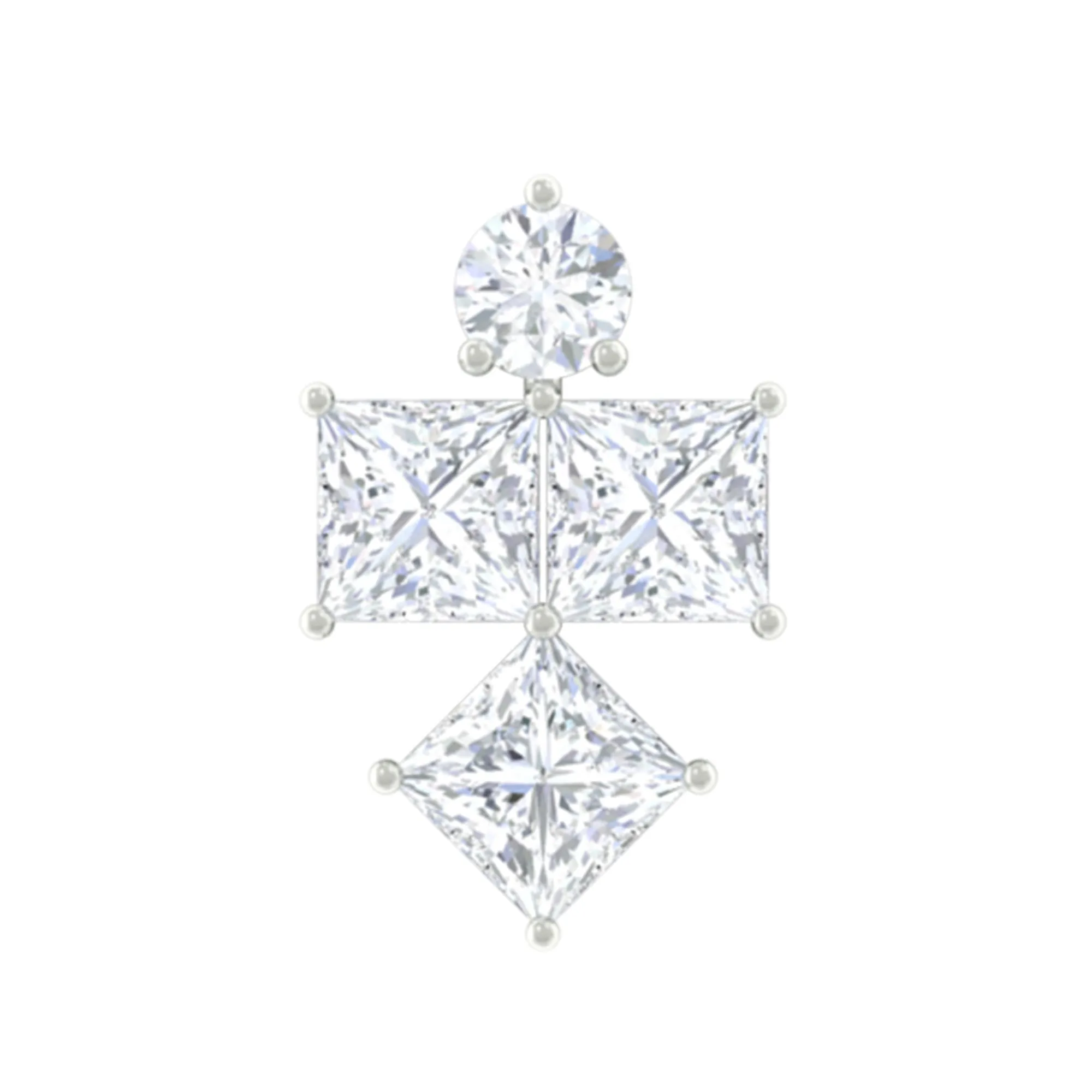 Round and Princess Cut Moissanite Cluster Helix Earring