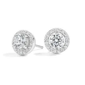 Round Cut Natural Diamond Halo Stud Earrings